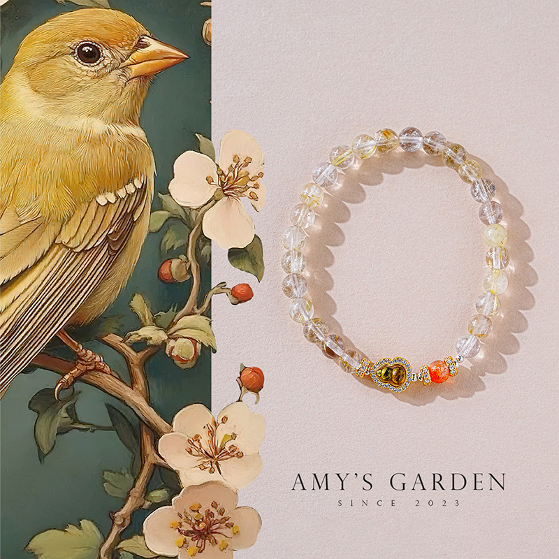 AMY'S GARDEN「云洲」天然金发晶手串女款新中式黄发晶碧玺葫芦手链