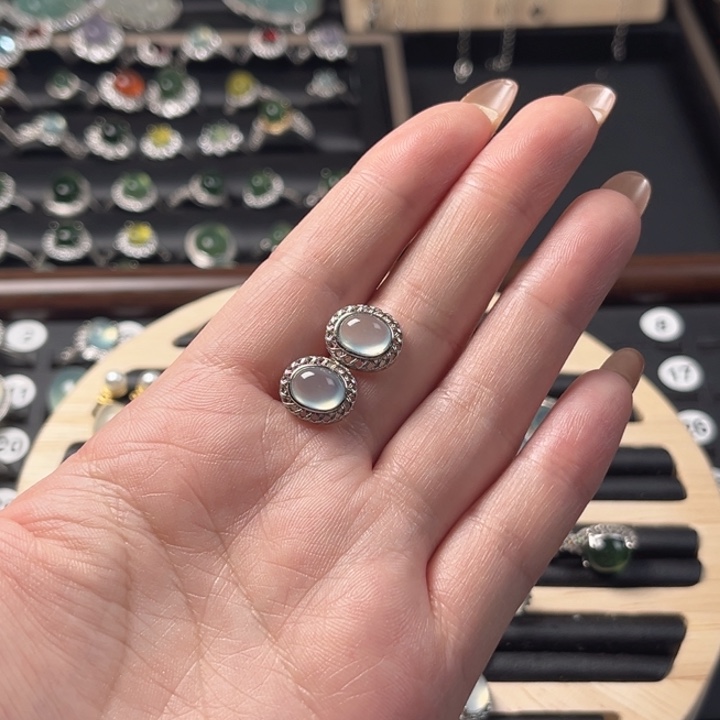 蛇纹石玉银S925镶嵌戒指