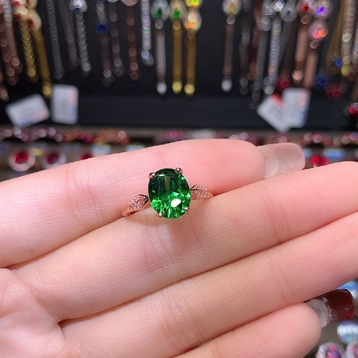 透辉石戒指银S925镶嵌810