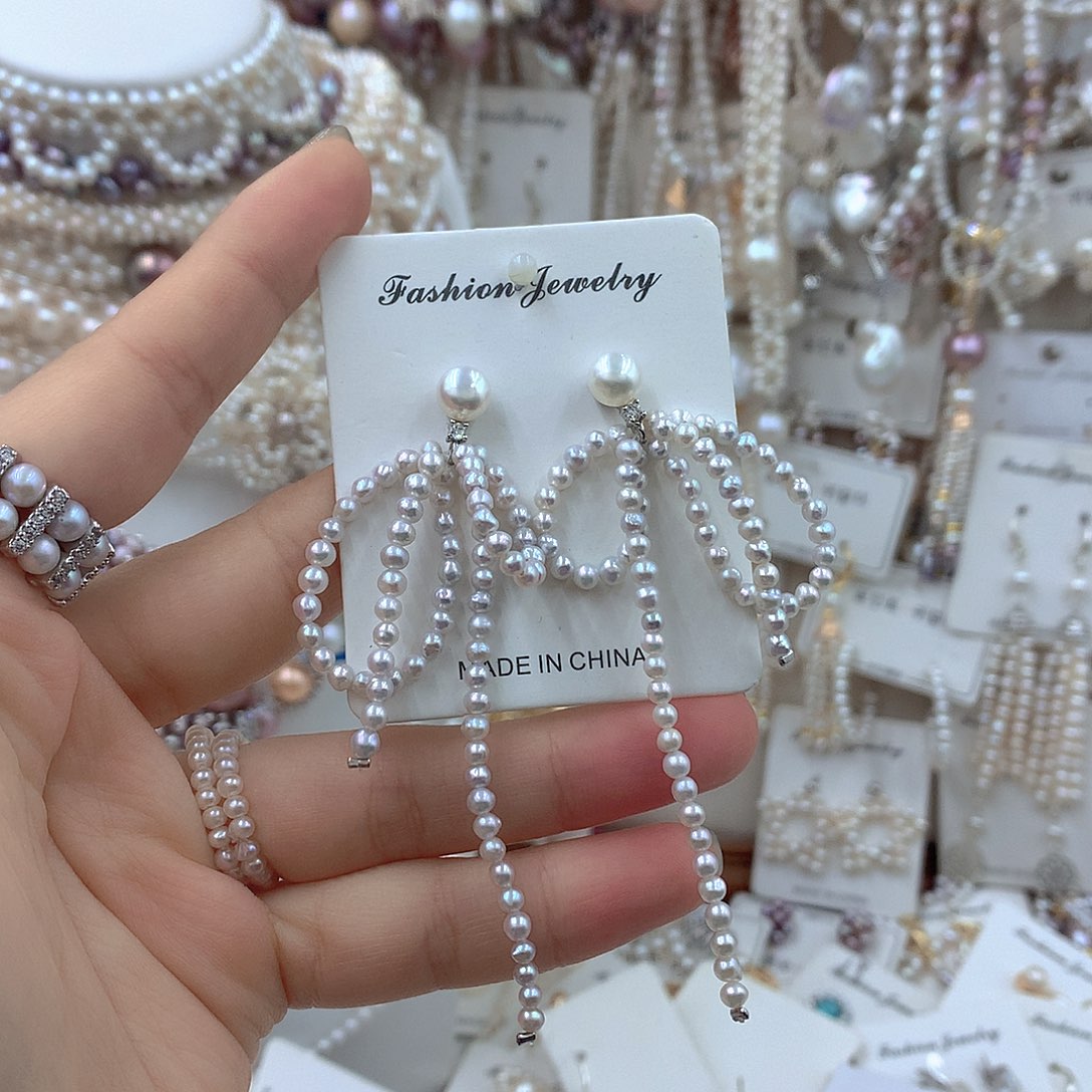 银S925镶嵌淡水珍珠耳饰