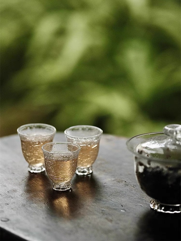 王沁白纯冰裂钟式杯 耐热玻璃杯 冰裂纹小杯单杯