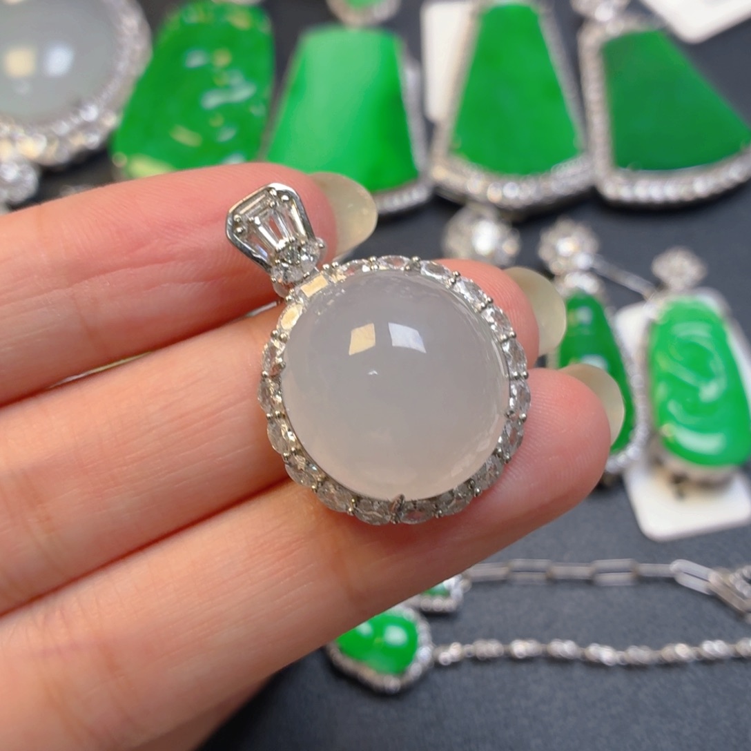 翡翠银S925镶嵌颈饰