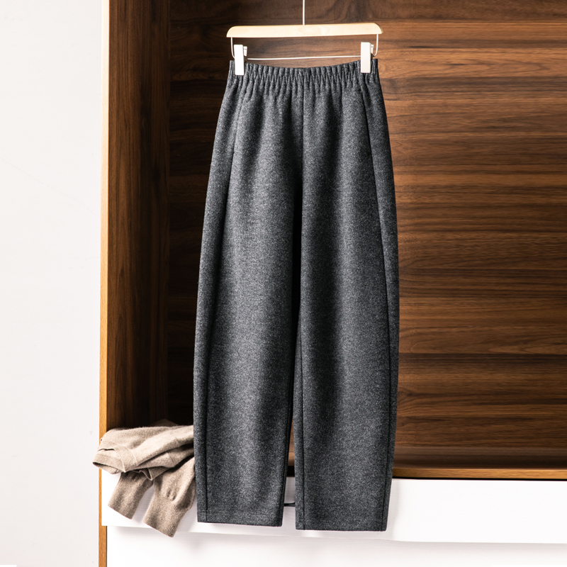 正品绵羊毛九分气球裤女秋冬加厚显瘦镰刀裤直筒弯刀哈伦休闲裤女