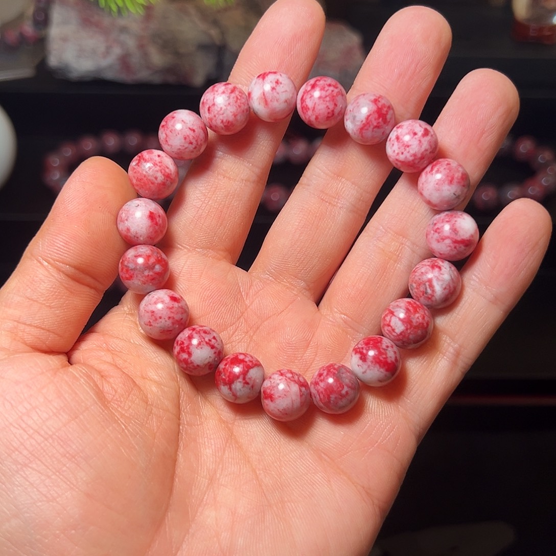 游***山天然辰砂原石玉化手串