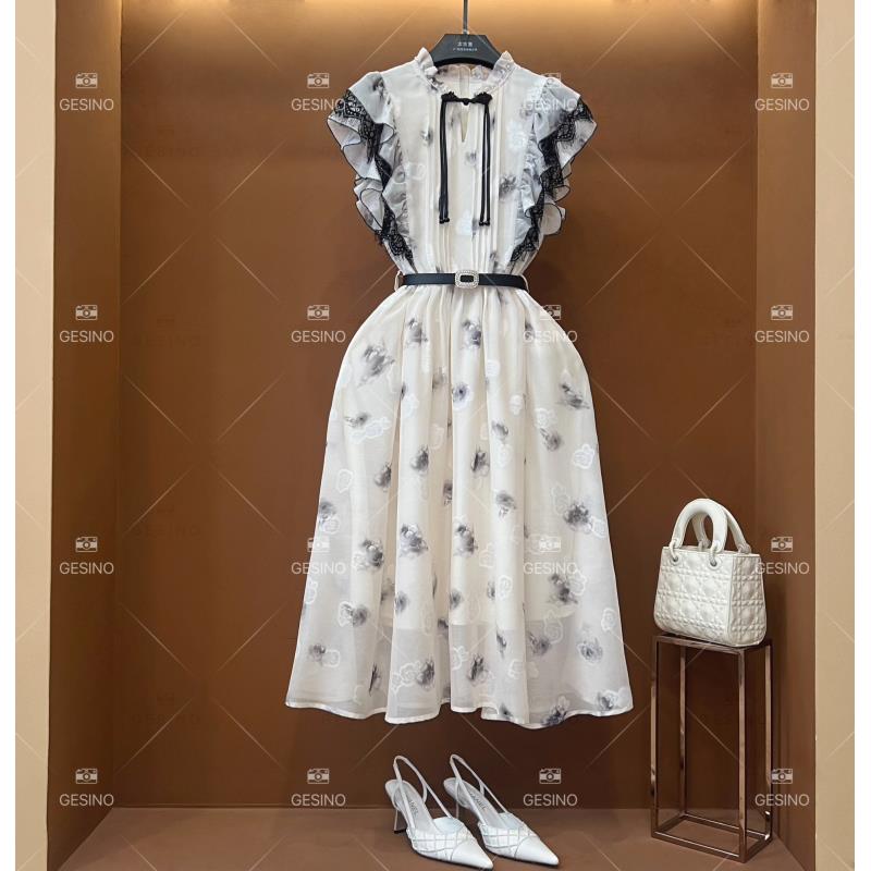 【丽】春夏丨设计师轻奢法式印花女士连衣裙 CX-2024532