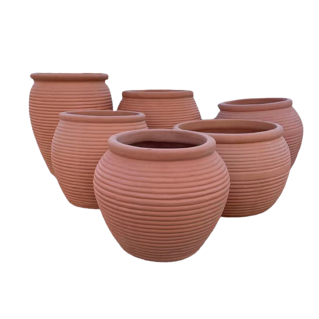 红陶花盆土陶绿植盆粗陶庭院景观落地园林阳台花园装饰透气红陶盆