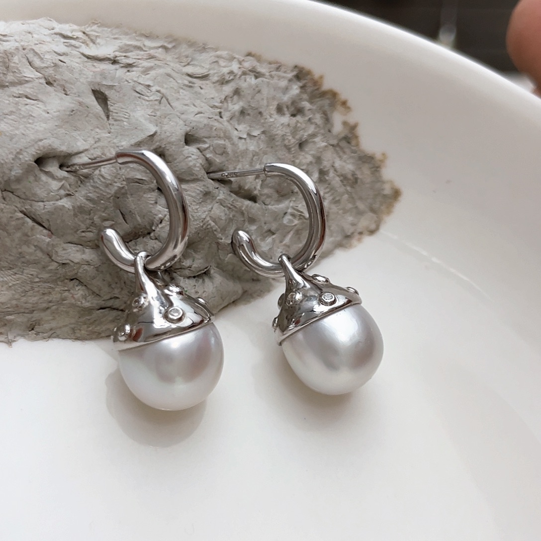 耳饰海水珍珠银S925镶嵌