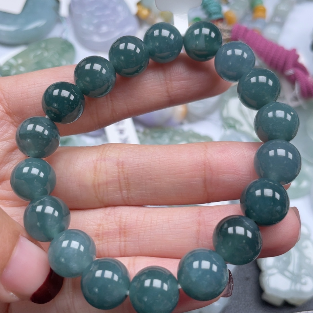 翡翠手链未镶嵌纯天然a货翡翠包邮11mm