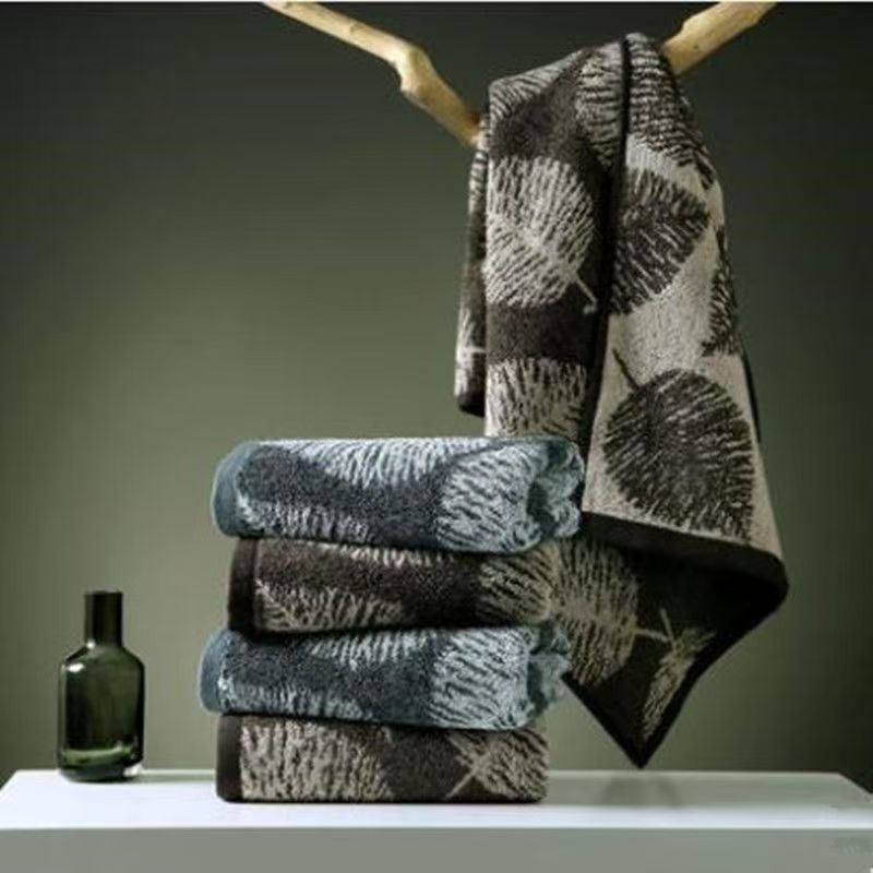 方巾2条装金号依诗家纯棉提花家用洗脸巾男士吸水面巾复古加厚