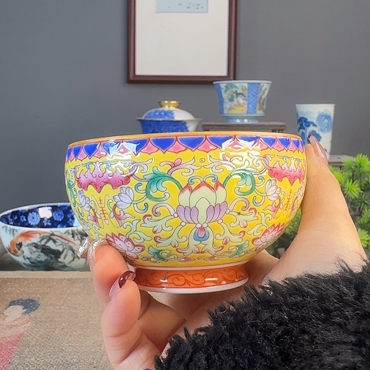 摆件景德陶瓷茶杯多人