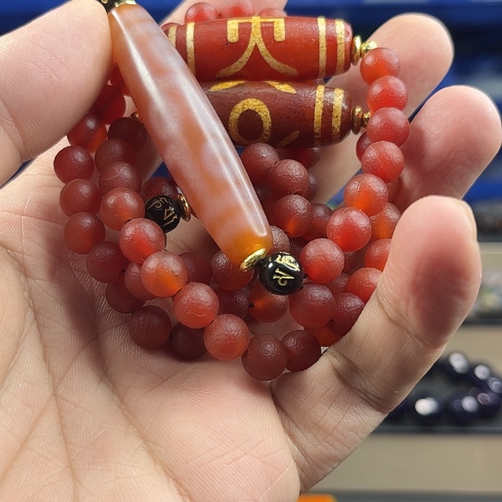 一***恒玛瑙未镶嵌项链T60血鞭