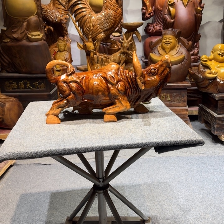 养***树香榧木香樟木抬头牛摆件