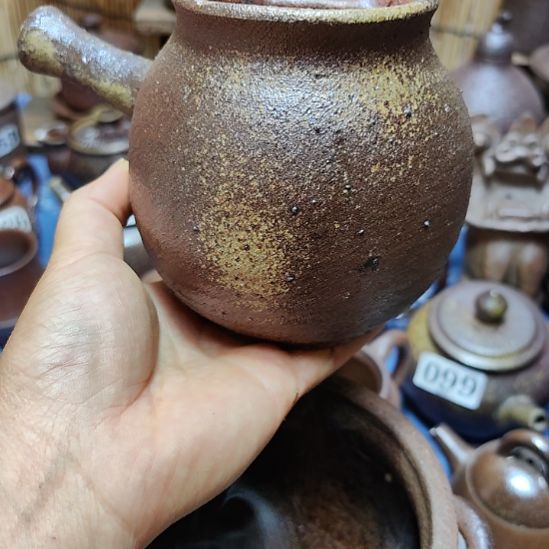 柴烧煮茶罐罐柴烧侧把煮茶罐