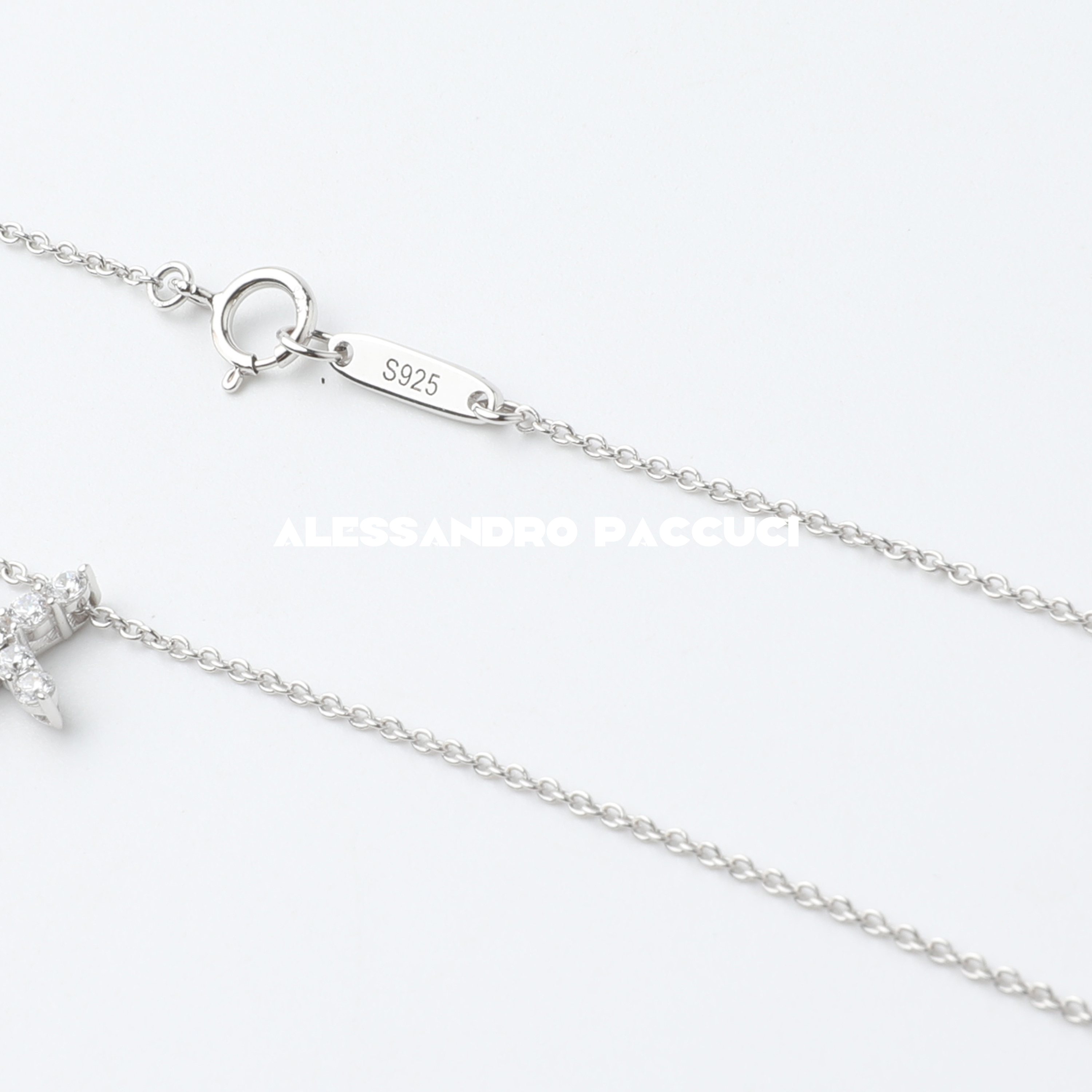 链子925银 AP洛哥52064EX银色闪烁锆石十字时尚百搭项链