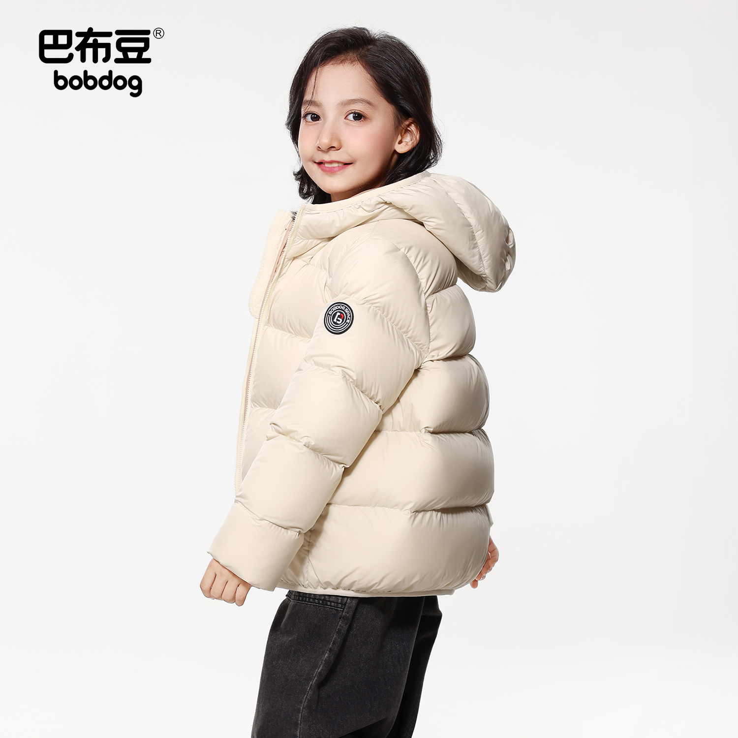 巴布豆金标A 类抗菌羽绒服男女童泡芙连帽外套2025新款保暖面包服