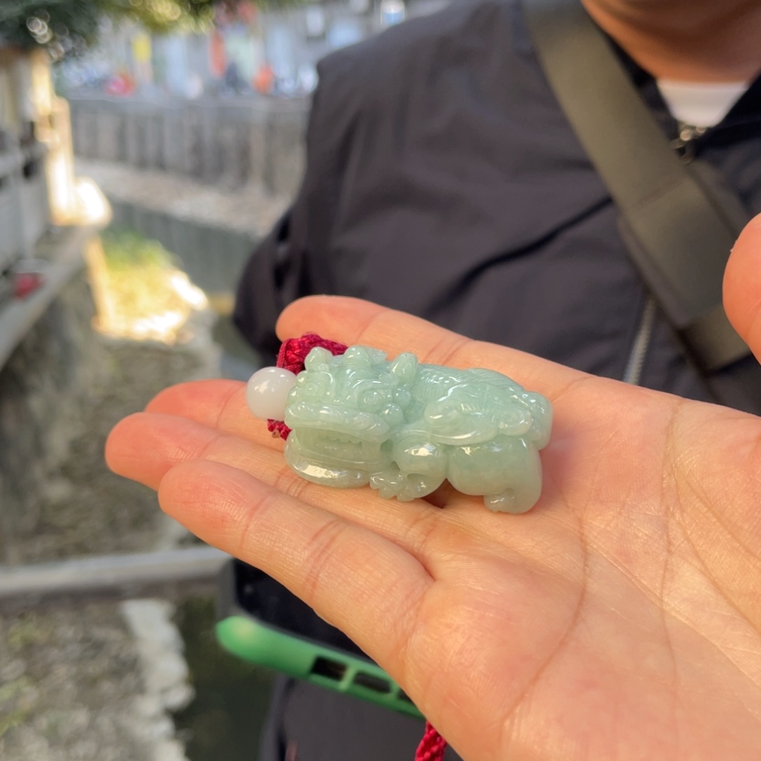 C****翡翠未镶嵌耳钉貔貅