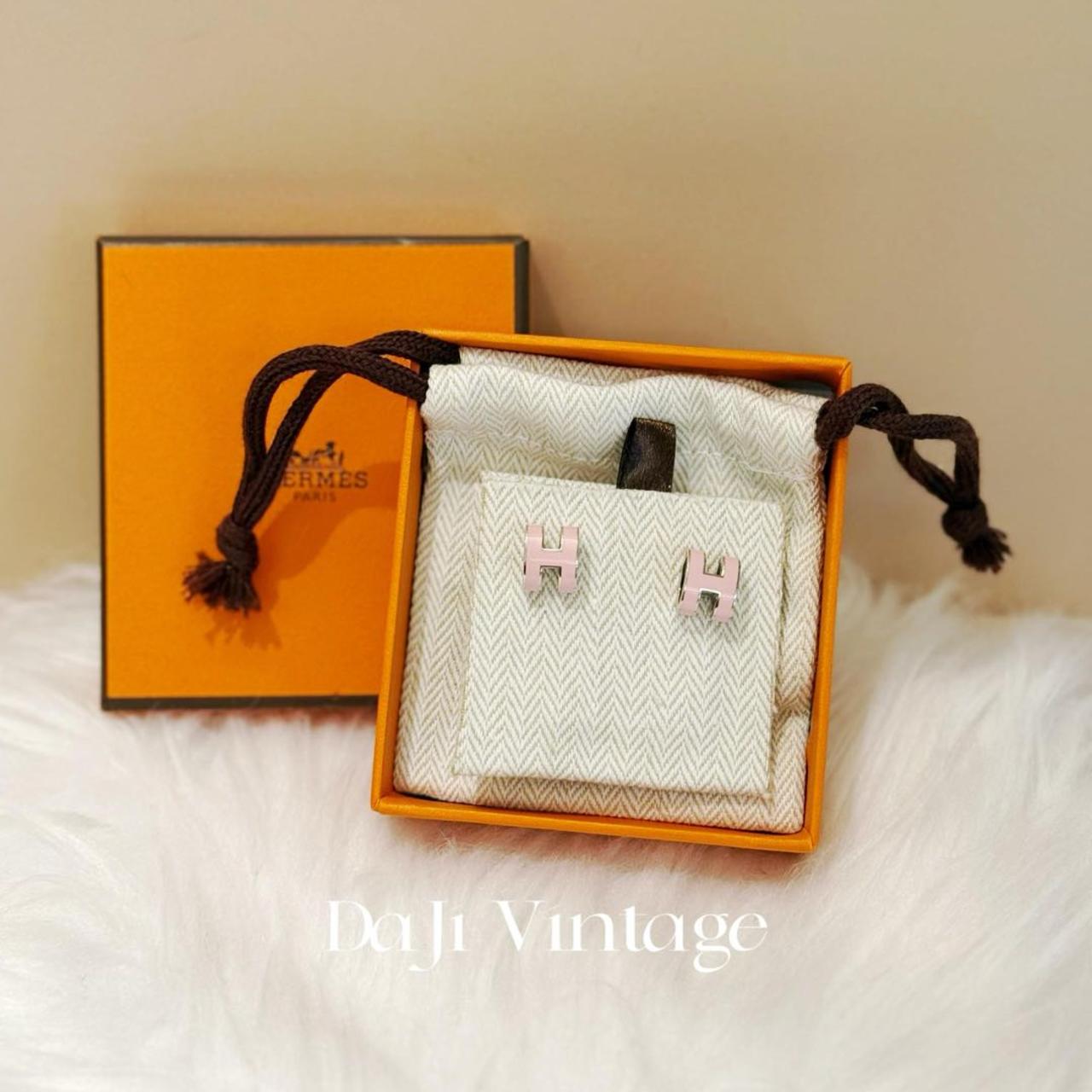 大吉中古/Hermes爱马仕大H POP粉色耳钉