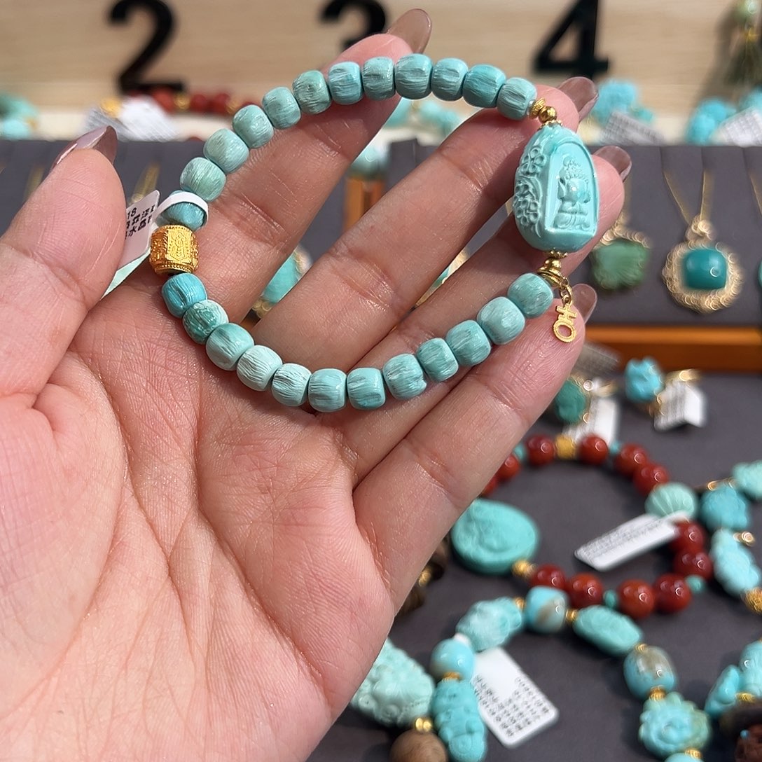 绿松石18K金镶嵌手串无相佛手串
