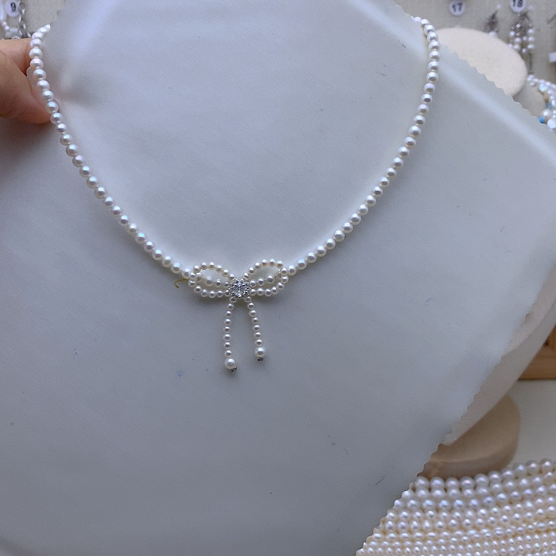 淡水珍珠银S925镶嵌颈饰