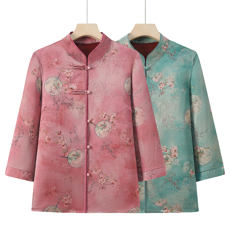 中老年人衬衫女奶奶春季衬衣老人太太衣服妈妈装休闲薄款外套