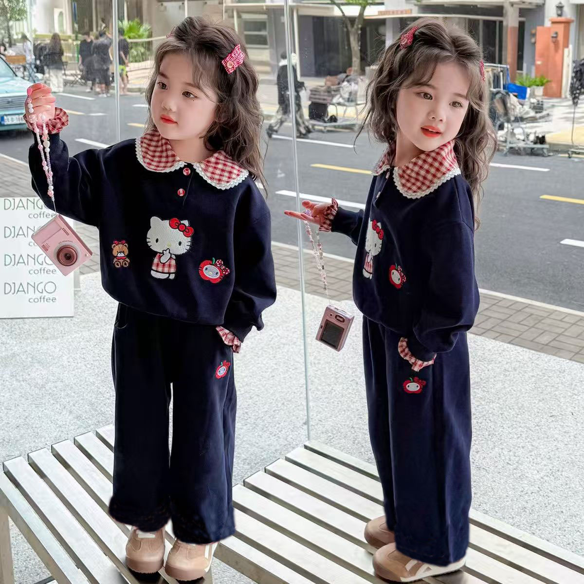 女童卫衣套装春秋装2025儿童新款卡通洋气宝宝休闲小孩长袖两件套