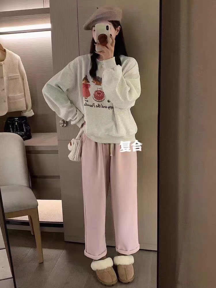 루루가−（气球裤）韩国东大门时尚百搭加绒加厚网红显瘦减龄瘦版阔腿裤