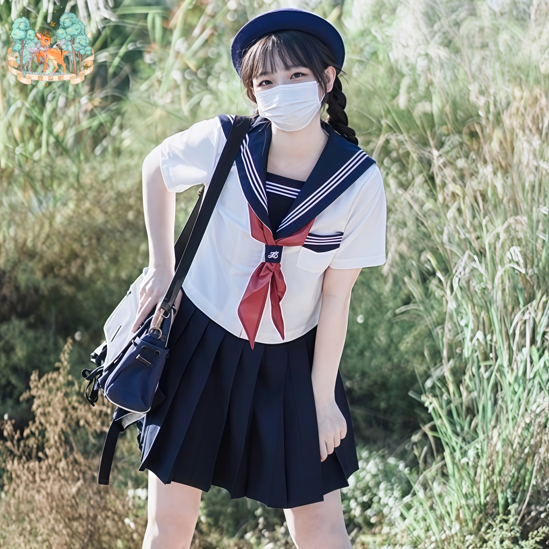 【鹿森町】原创jk制服基础款白三本水手服短袖学院风日系水手服推荐