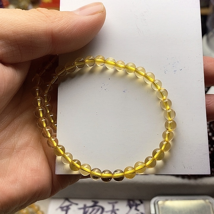 黄晶手串未镶嵌5.5mm净体黄水晶