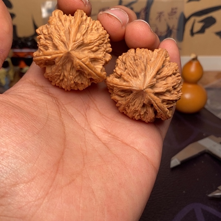 苟***子文玩核桃吊坠40全品正奔文山三棱