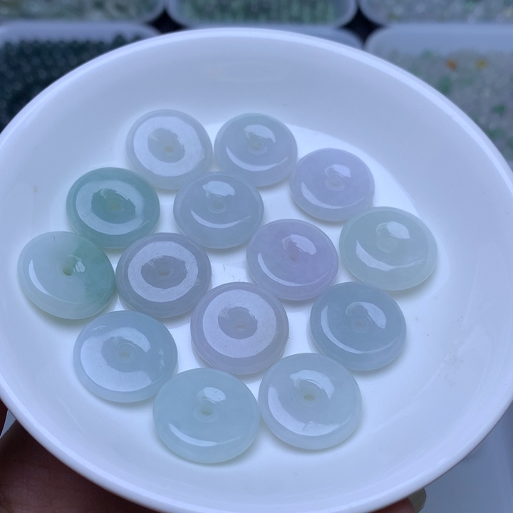 翡翠散珠卡18冰平安扣3个