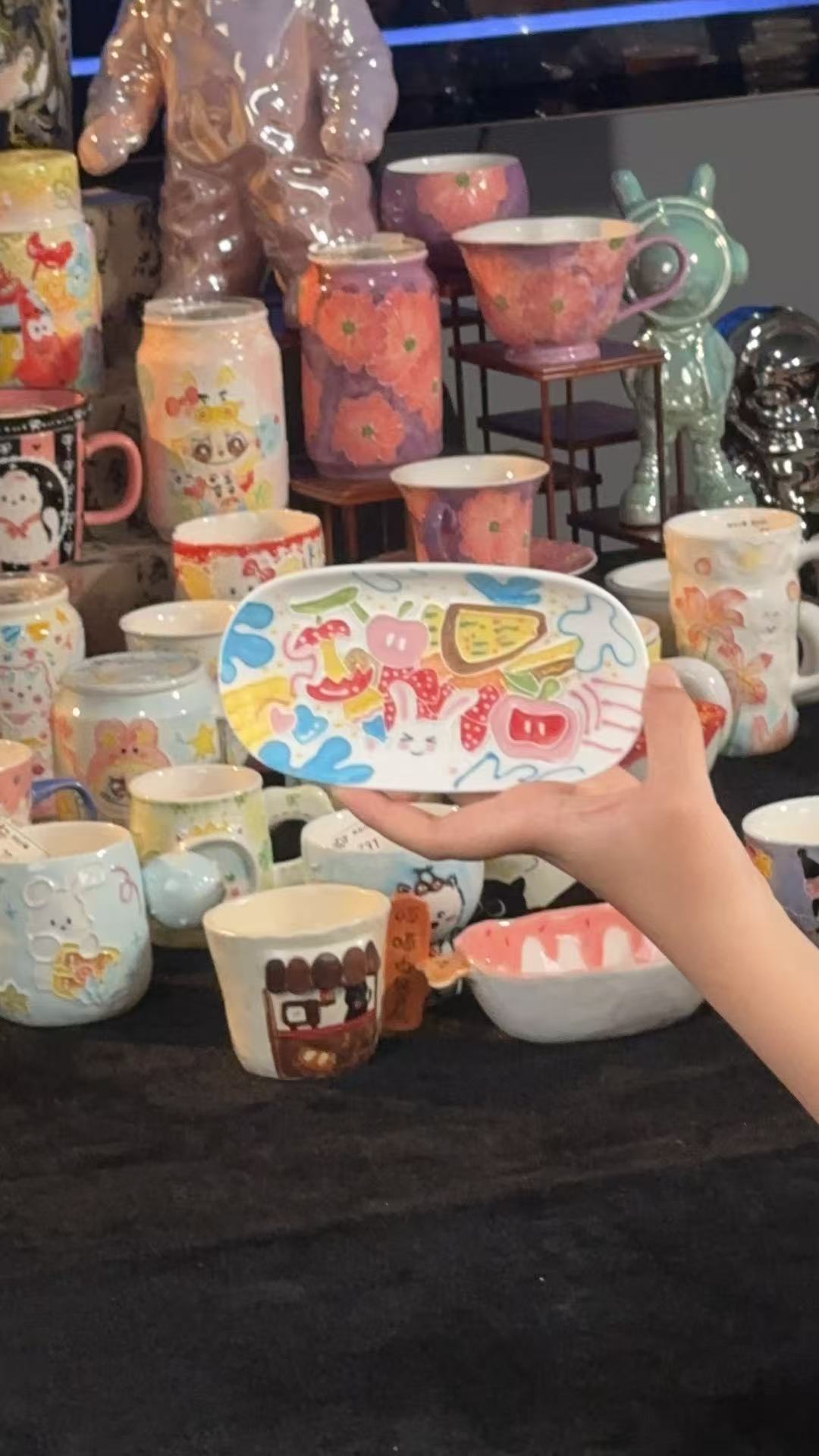 手工手绘小兔子盘子Z26