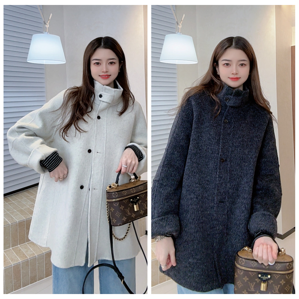 【ZMMY严选私服】冬季新款韩版松弛设计感立领双面大衣5122502