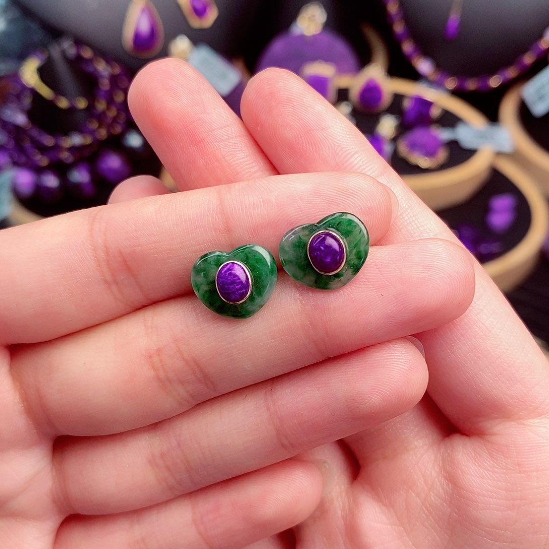 苏纪石（舒俱来）耳饰18K金镶嵌