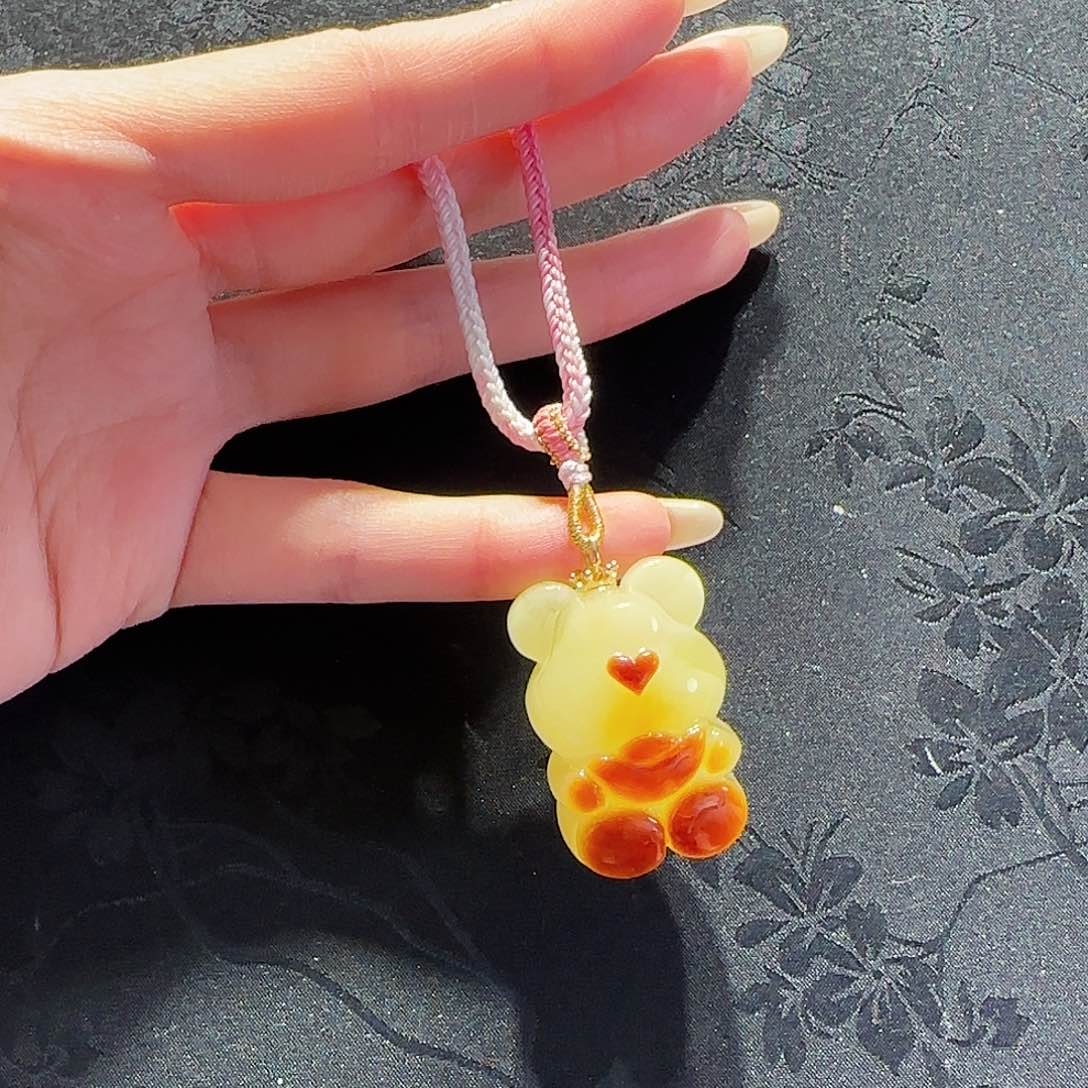 蜜蜡项链未镶嵌蜜蜡熊项链