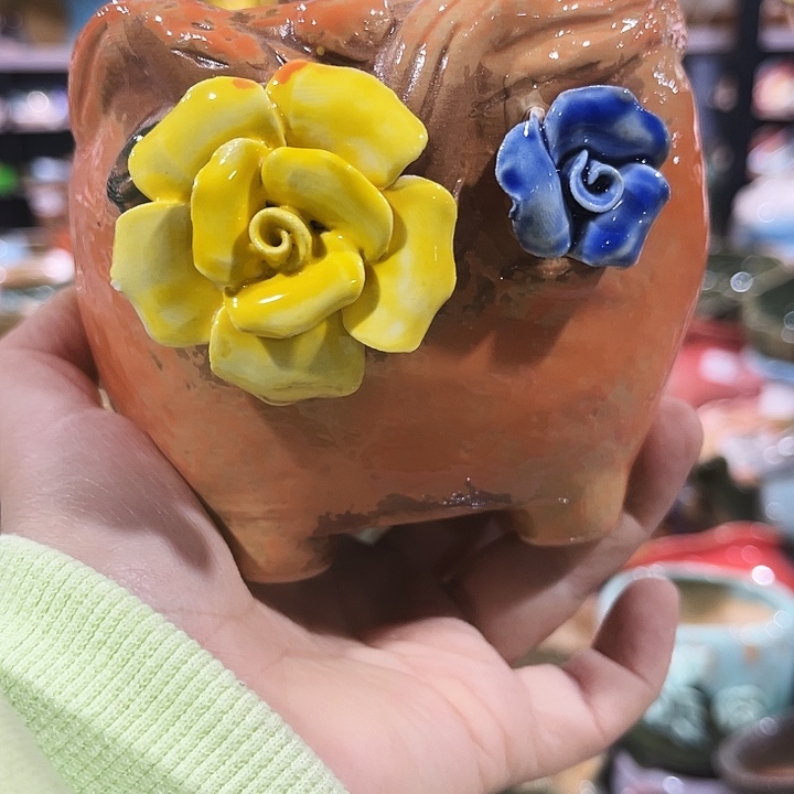 瓷片花盆多肉植物艺术品