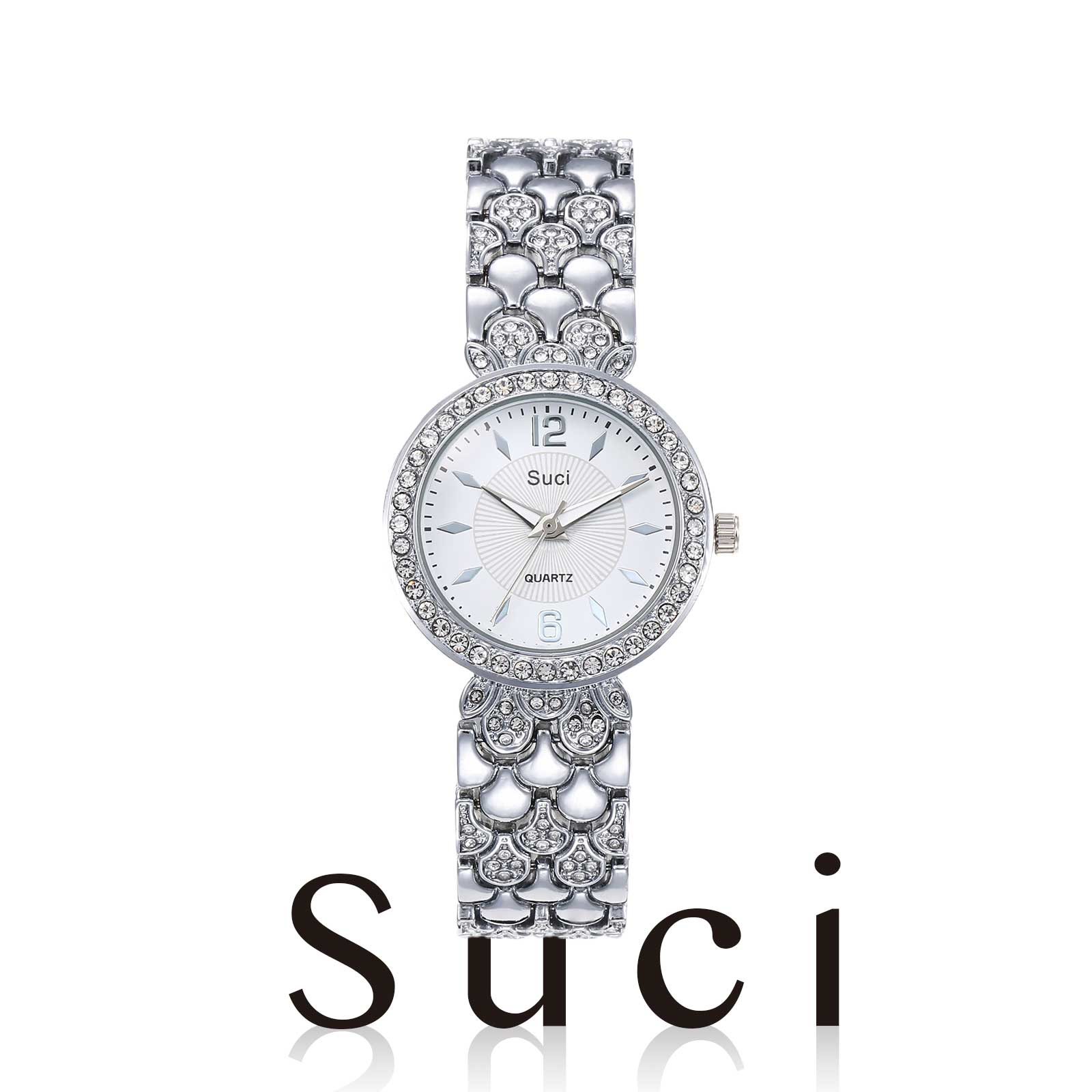 万达专柜直发全银白盘手表女士小众轻奢百搭潮流简约精致腕表c32