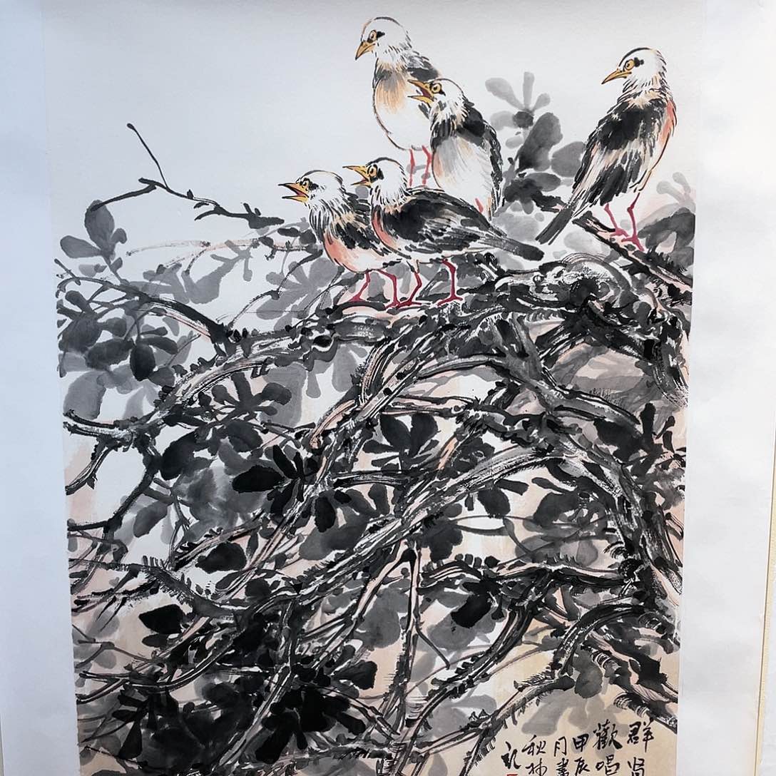 国画把门反锁门上一扇