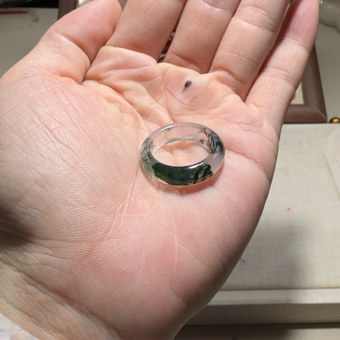 玛瑙/玉髓未镶嵌戒圈20号 水草玛瑙 港14