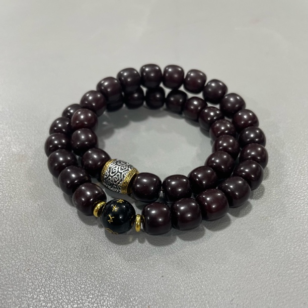 P56溏心菩提桶珠卡1.1双圈手串（底色多样，发货发其一）