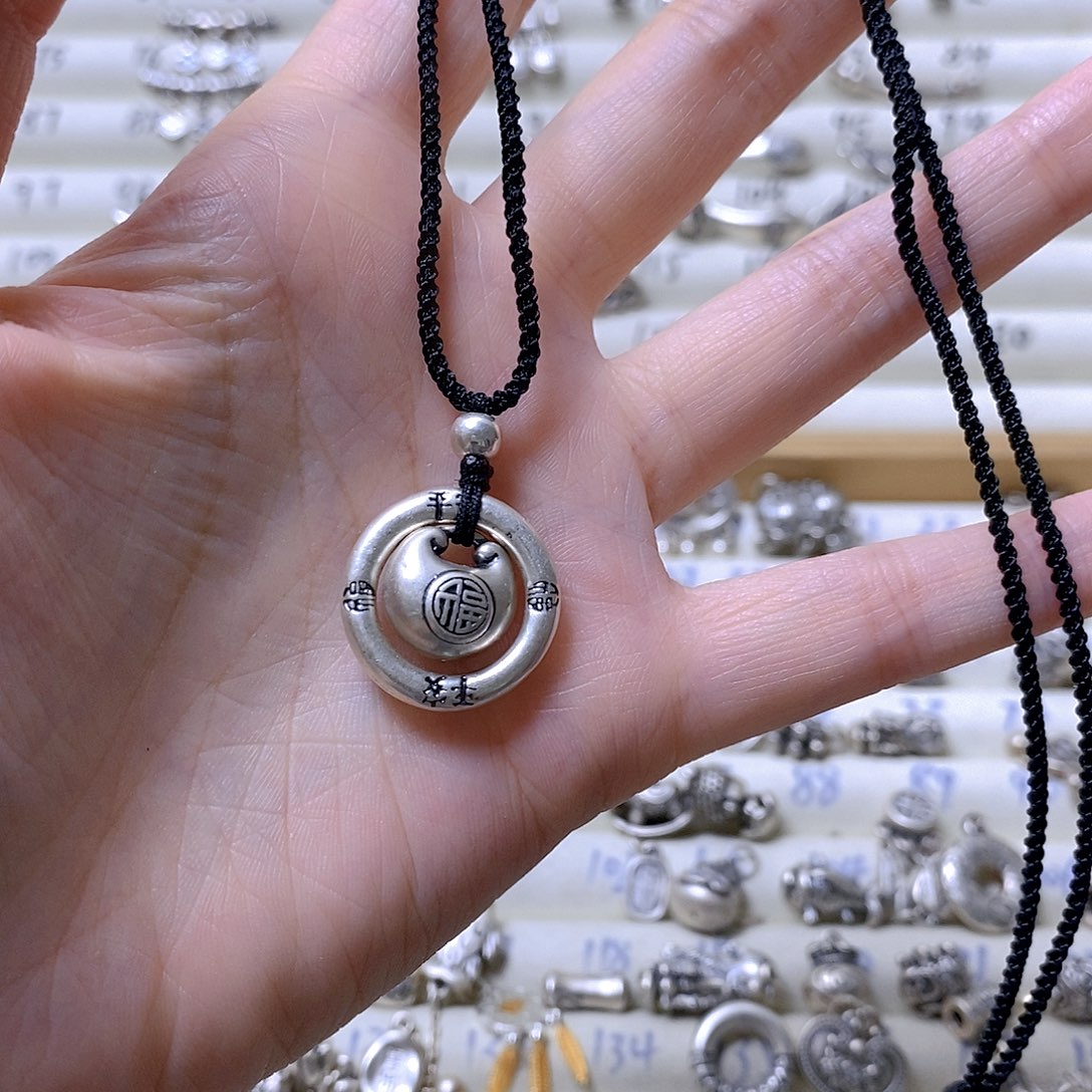 吊坠足银无平安口胖福