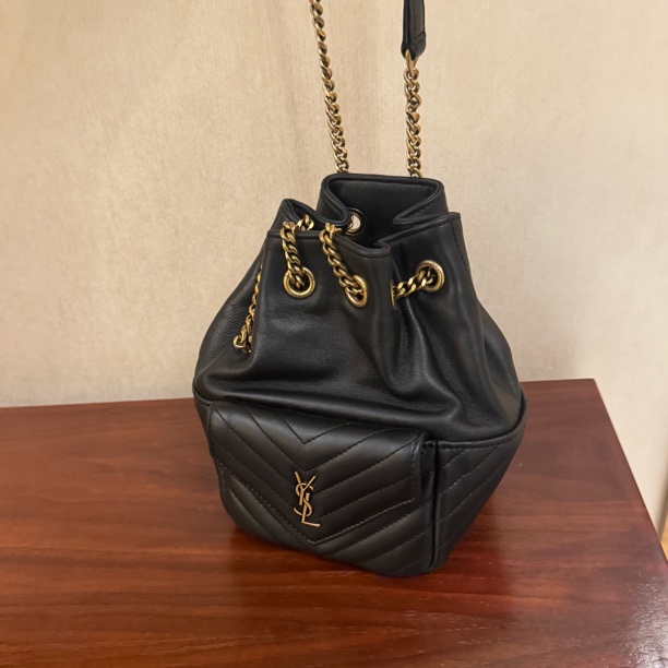 95新 YSL/圣罗兰 ysl新款黑金全皮水桶