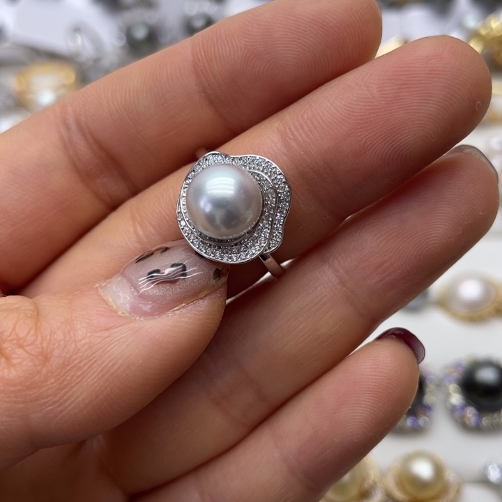 海水珍珠戒指银S925镶嵌
