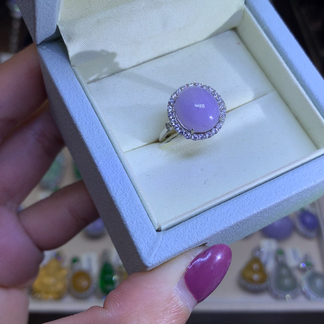 翡翠戒指银S925镶嵌翡翠