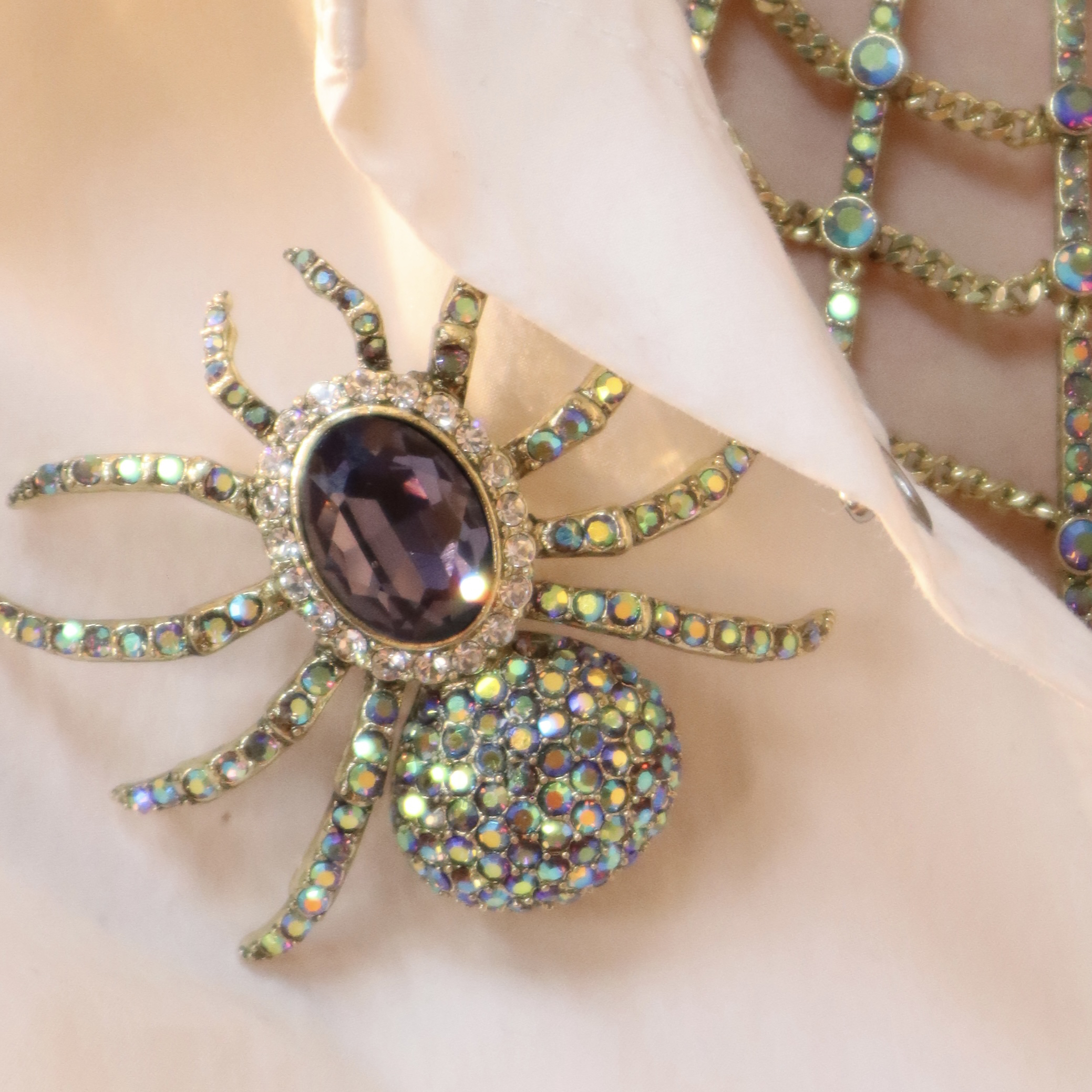 铜合金锆石项链 重工（精工系列）小众设计蜘蛛胸针