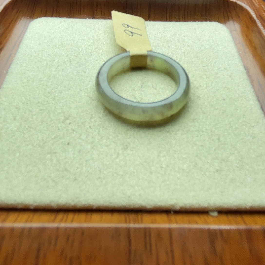 和田玉戒指未镶嵌烟紫飘花20号