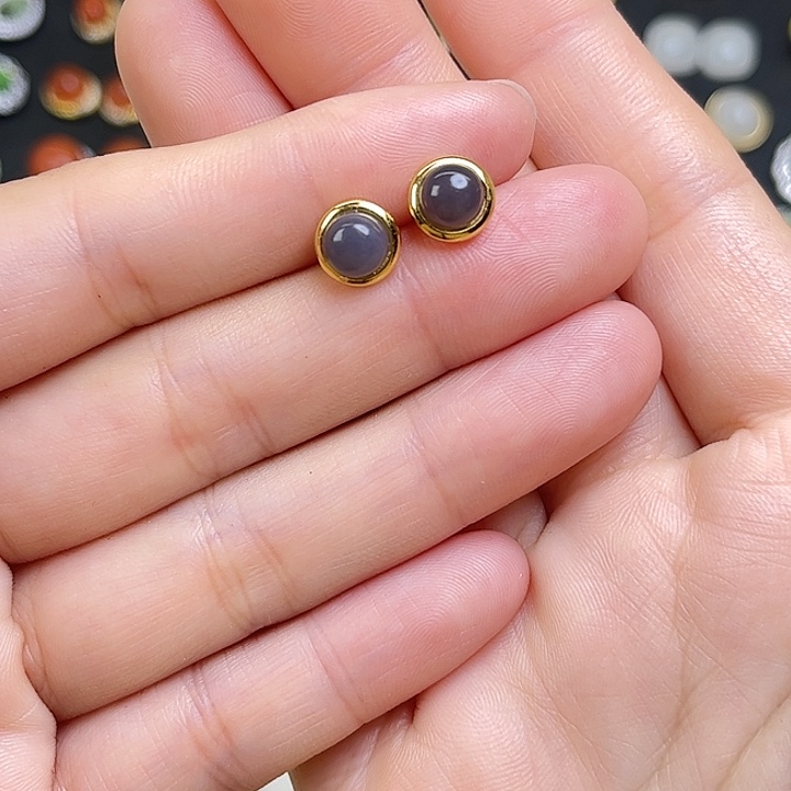 和田玉银S925镶嵌耳饰