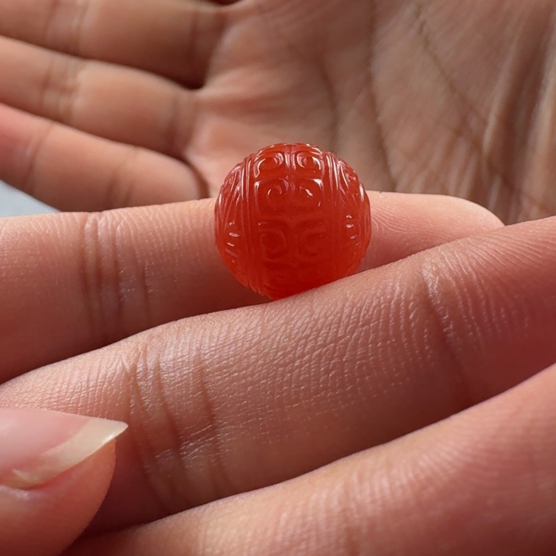 南红玛瑙未镶嵌回纹珠13.5mm