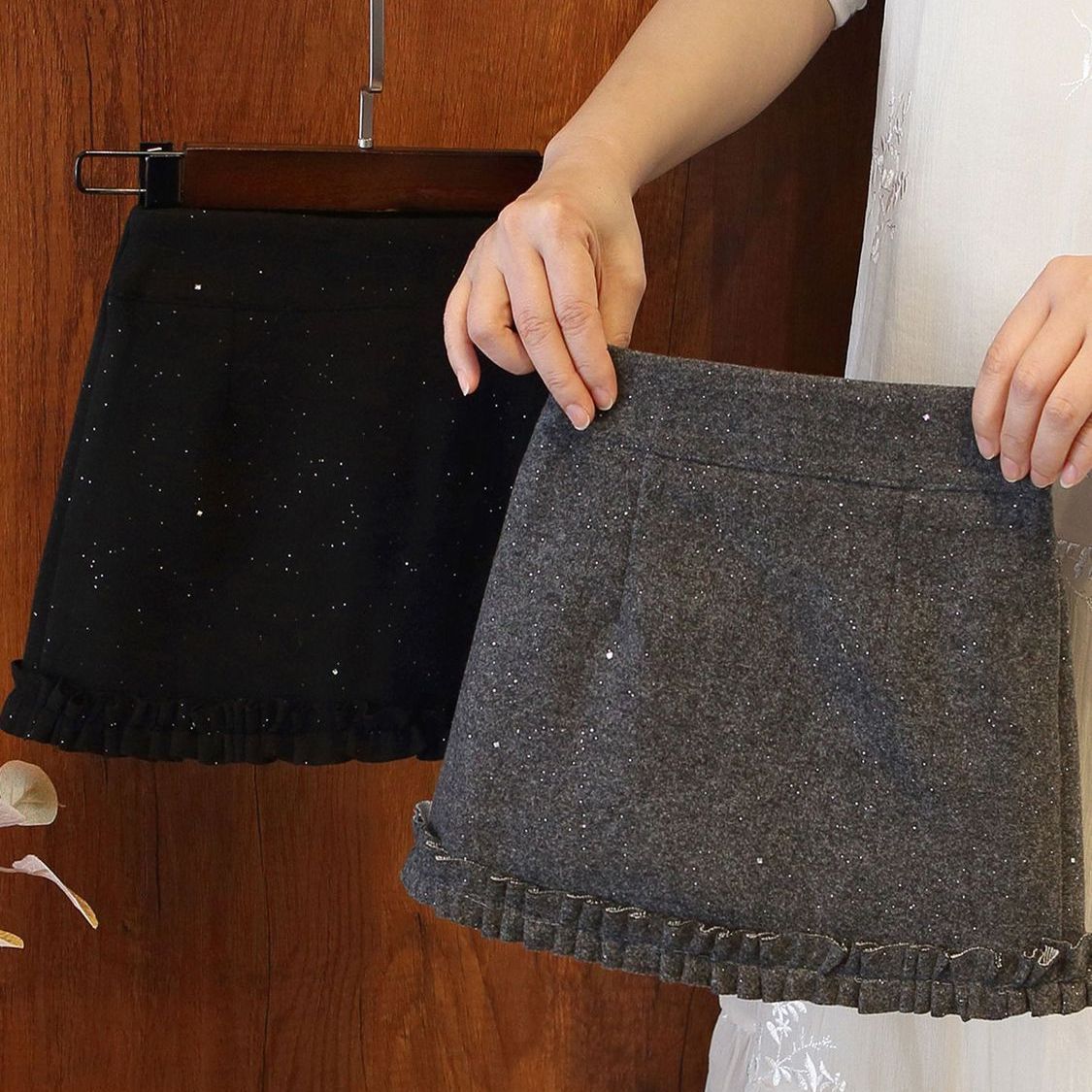 儿童2025年秋冬季新款加厚毛呢短裙裙子半身裙百搭保暖女童洋气潮