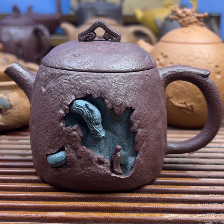 茶壶紫砂寻龙问道原矿老紫泥200c