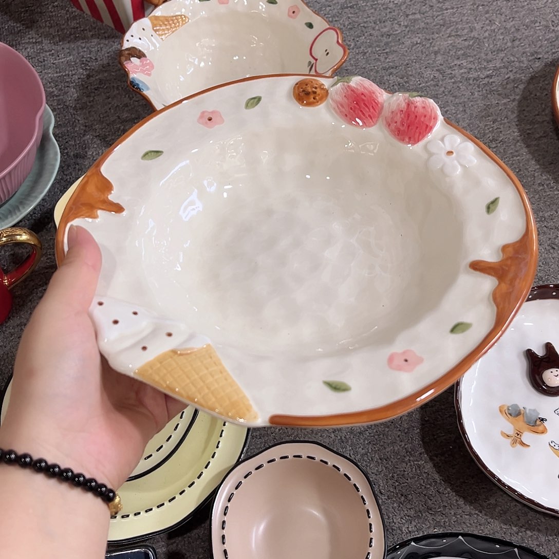 海派甜心9寸大深盘微微瑕